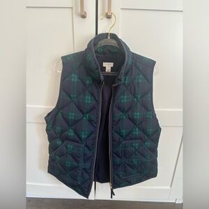 J.Crew Navy and Green Tartan Plaid Vest Size Medium Preppy Cabincore Holiday